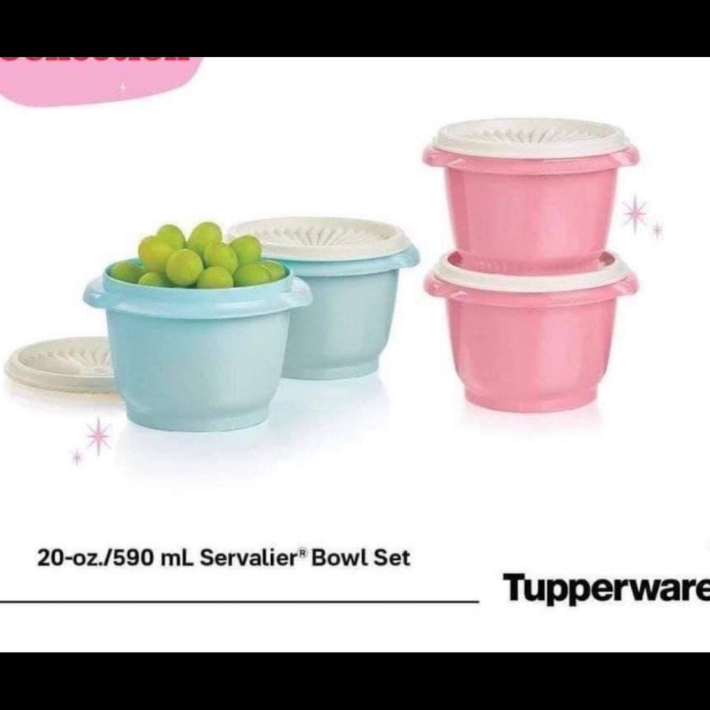 Tupperware Pink and Blue Disposable Tableware Set - Picture 2 of 2